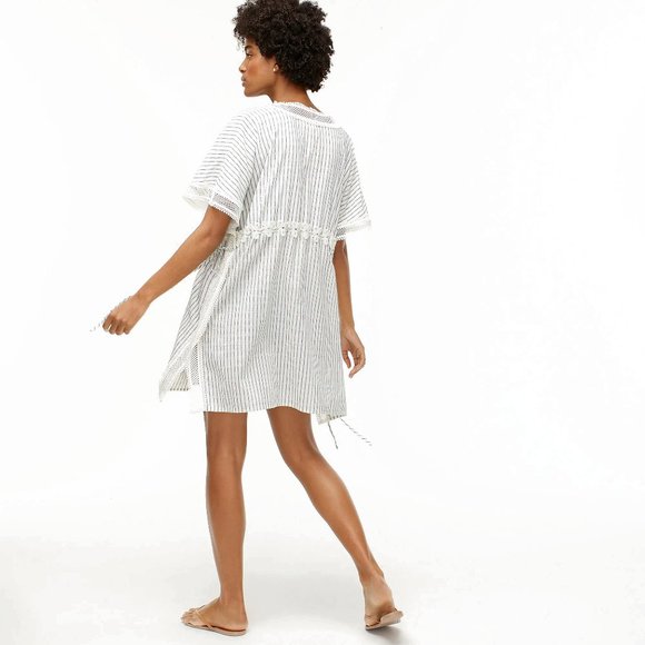 NWT J.Crew Breezy 100% Cotton Tunic Swim Cover-Up In Lace Stripe - XS / S - Picture 3 of 4